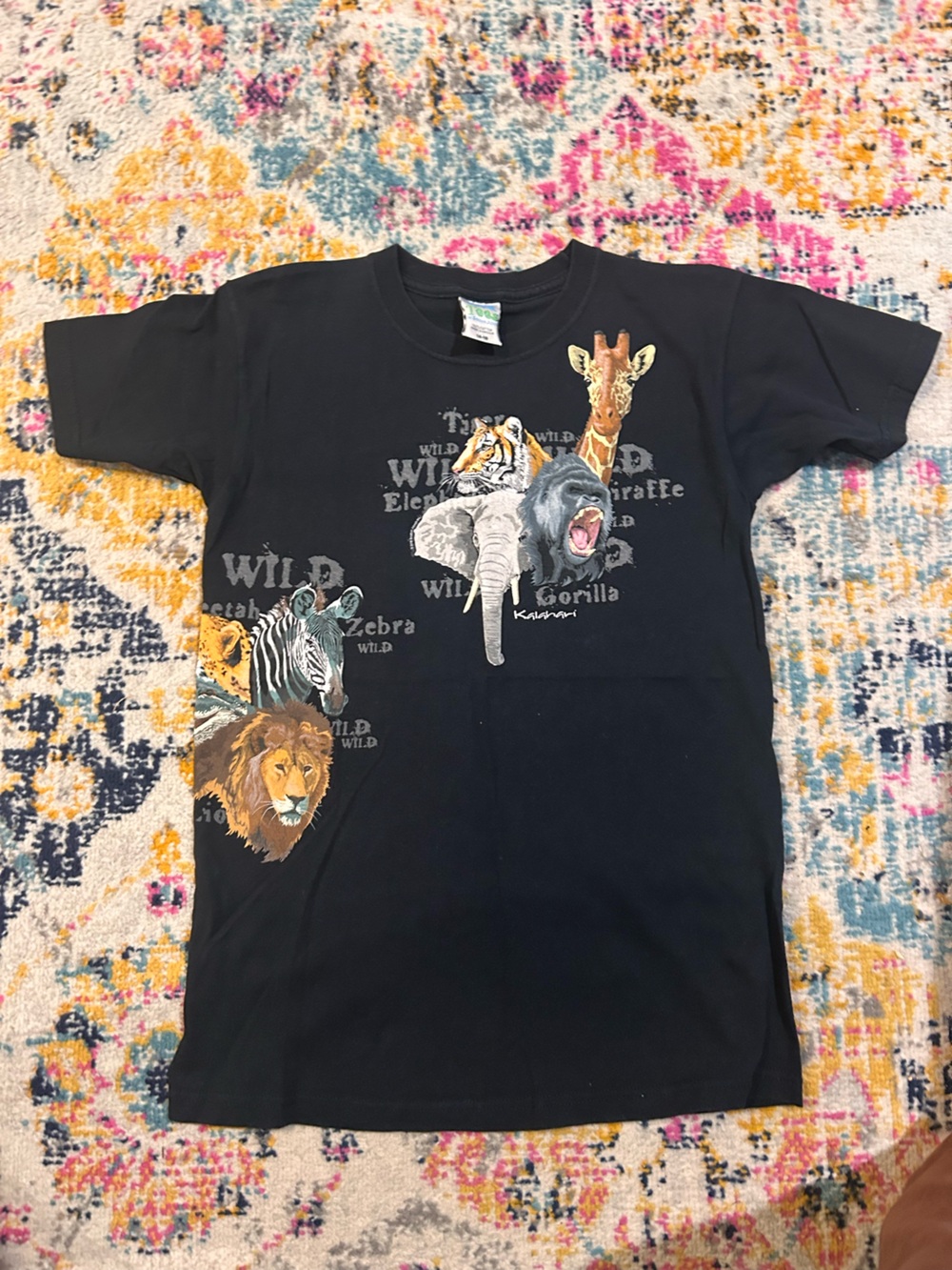 Kids Black Wild Animals Graphic Tee by Unknown Brand